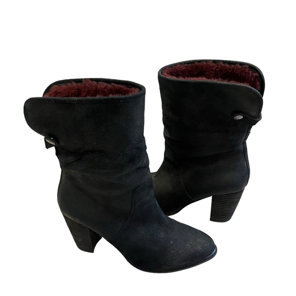 Ugg Layna Shearling Lined Foldable Cuff Black Nub… - image 3